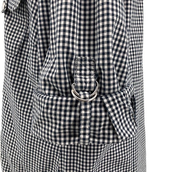 Karen Scott Black and White Gingham 3/4 Sleeve Button Front Collared Top - Picture 6 of 8